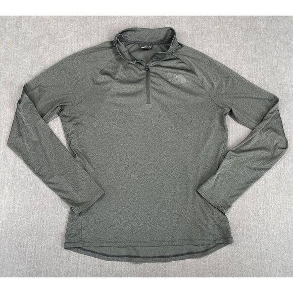 The North Face Quarter Zip Pullover Mens L Gray Long Sleeve Active UPF Shirt - Picture 1 of 8
